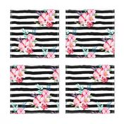 9" Surfer Girl Florals / Black & White Stripes