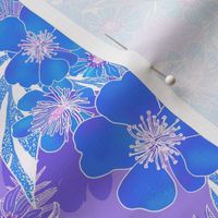 Silky Floral Blue on Lavender 300