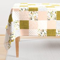 blush sprigs and mustard patchwork wholecloth
