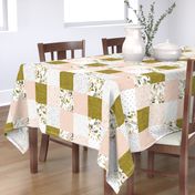 blush sprigs and mustard patchwork wholecloth