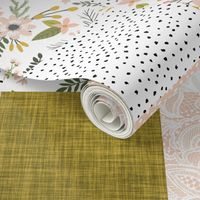 blush sprigs and mustard patchwork wholecloth