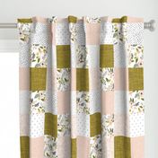 blush sprigs and mustard patchwork wholecloth