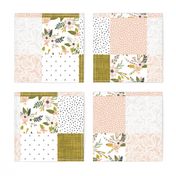 blush sprigs and mustard patchwork wholecloth