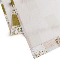 blush sprigs and mustard patchwork wholecloth