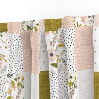 blush sprigs and mustard patchwork wholecloth