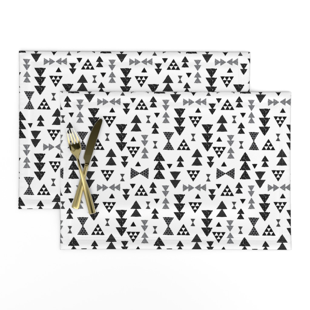 Geometric gender neutral bow tie and triangle tribal illustration pattern for boys or home decor Black and white