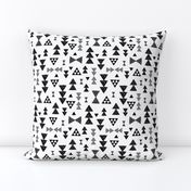 Geometric gender neutral bow tie and triangle tribal illustration pattern for boys or home decor Black and white