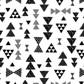 Geometric gender neutral bow tie and triangle tribal illustration pattern for boys or home decor Black and white