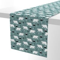 Cute polar bear blue gray winter mountain geometric triangle print