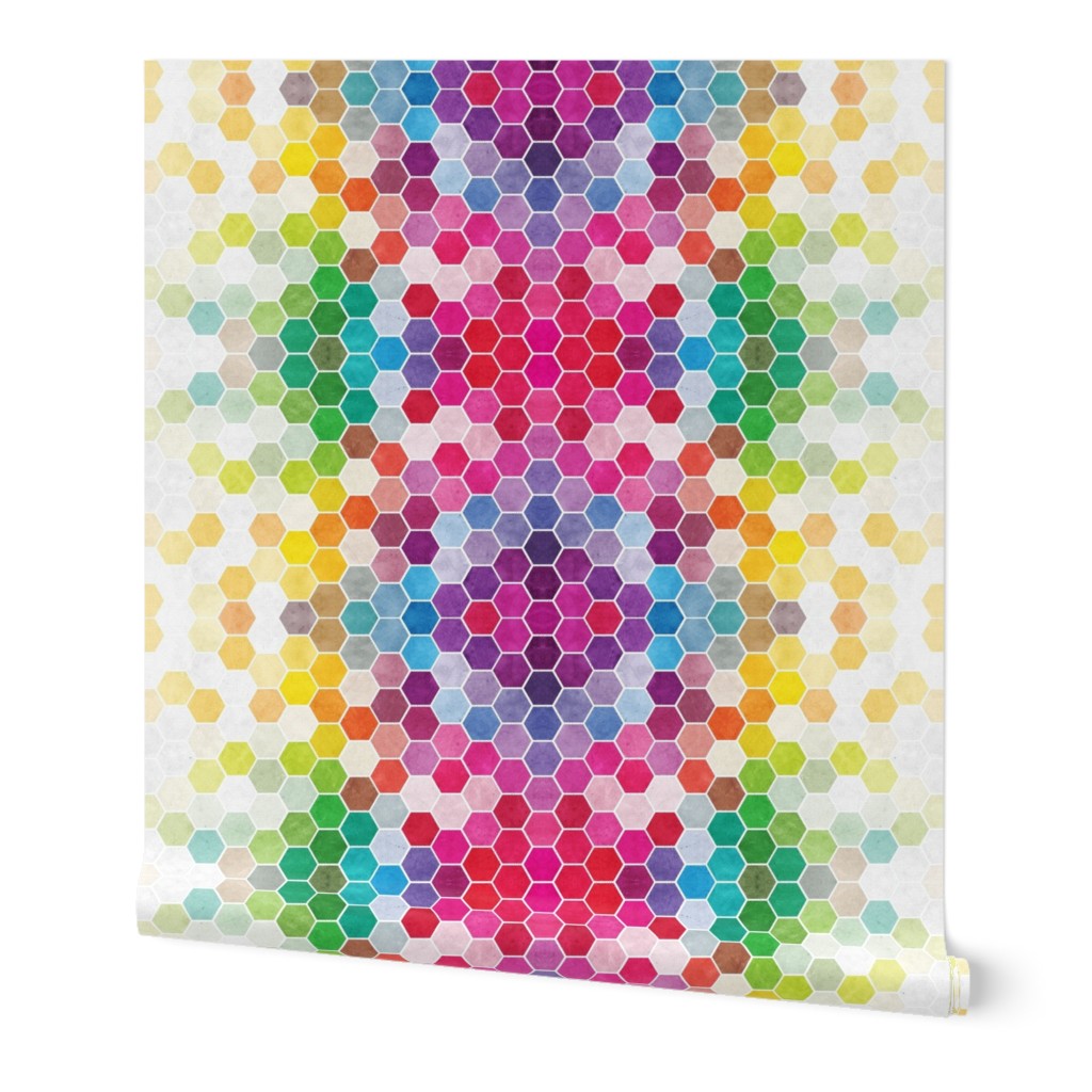 Watercolor Rainbow Hexagons