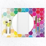 Watercolor Rainbow Hexagons