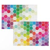 Watercolor Rainbow Hexagons