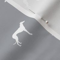 Whippet silhouette dog fabric pattern grey