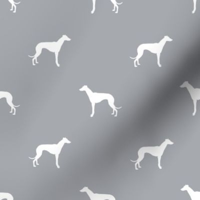 Whippet silhouette dog fabric pattern grey