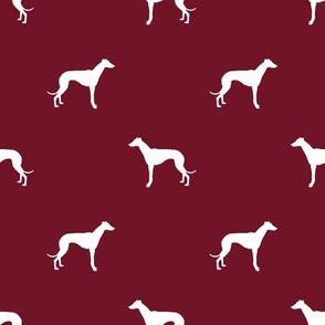 Whippet silhouette dog fabric pattern ruby