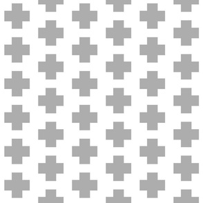 Light Gray Cross on White - Light Gray Plus Signs