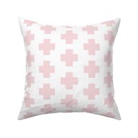 Pale Pink Cross on White - Pink Plus Signs