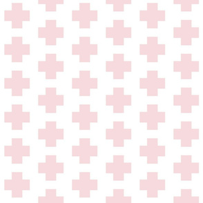 Pale Pink Cross on White - Pink Plus Signs