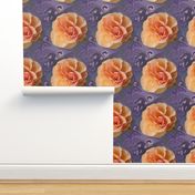 Apricot Rose on Bluish Lavender Swirls, XL