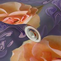 Apricot Rose on Bluish Lavender Swirls, XL