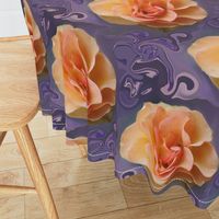 Apricot Rose on Bluish Lavender Swirls, XL