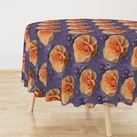 Apricot Rose on Bluish Lavender Swirls, XL