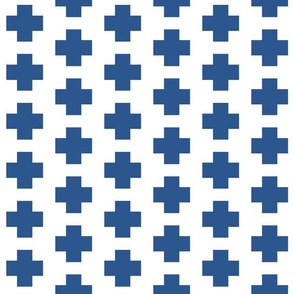 Lapis Blue Cross on White - Blue Plus Signs