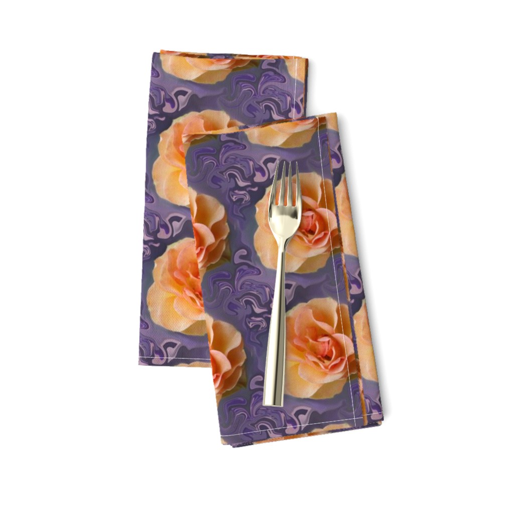 Apricot Roses on Lavender Swirls