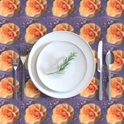 Apricot Roses on Lavender Swirls