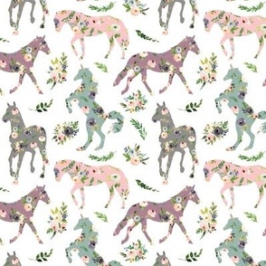 3" floral patchwork horses