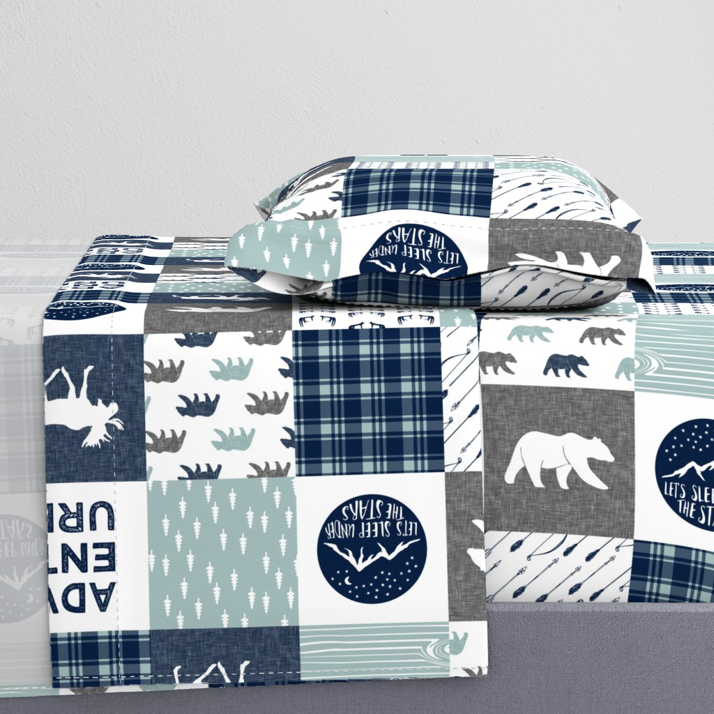the happy camper (bear, moose, and antlers) 90 || dusty blue and navy