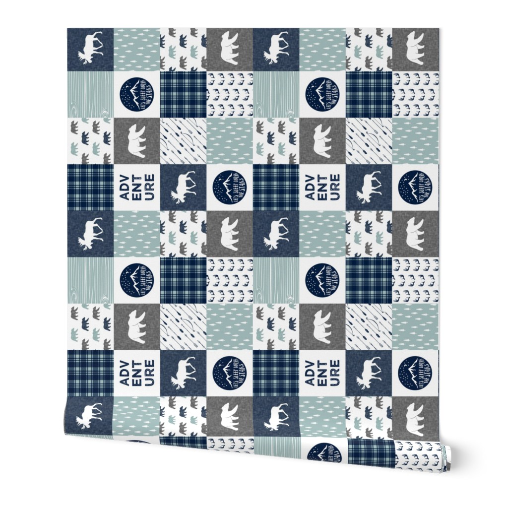 the happy camper (bear, moose, and antlers) 90 || dusty blue and navy