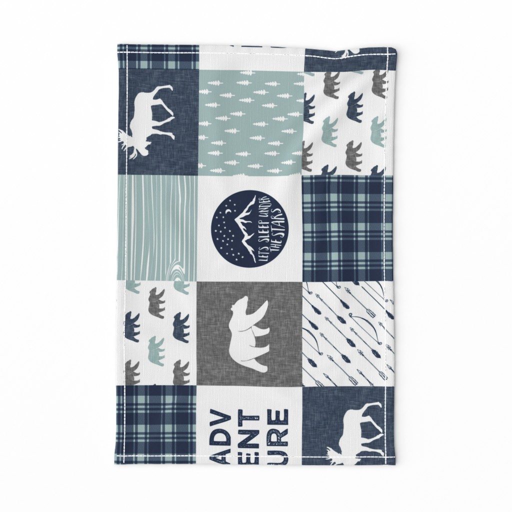 the happy camper (bear, moose, and antlers) 90 || dusty blue and navy