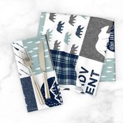 the happy camper (bear, moose, and antlers) 90 || dusty blue and navy