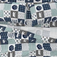 the happy camper (bear, moose, and antlers) 90 || dusty blue and navy