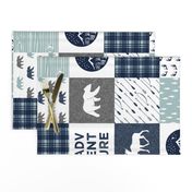 the happy camper (bear, moose, and antlers) 90 || dusty blue and navy