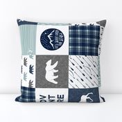 the happy camper (bear, moose, and antlers) 90 || dusty blue and navy