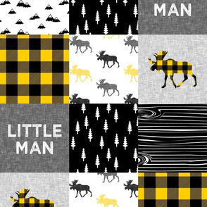 5" scale - Little Man Custom Yellow Patchwork Woodland fabric