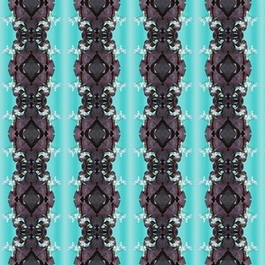 Oxalis Lace Stripes in English Violet on Aqua Gradient - 2 inch repeat