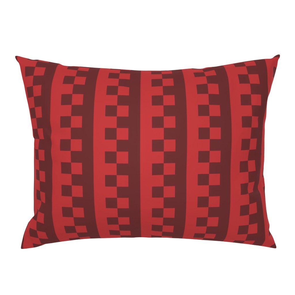Dark Red Stripes and Checks - Fabric Repeat 4 inches - Wallpaper Repeat 3 inches