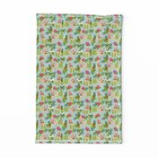 golden retriever dog hula fabric summer tropical design - light blue