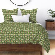 golden retriever dog hula fabric summer tropical design - medium green