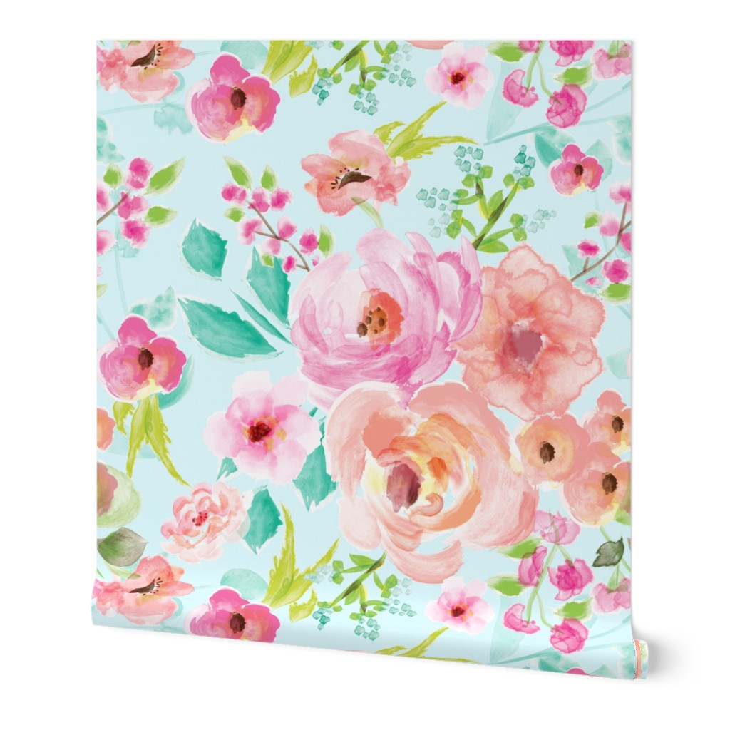 extra large floral mint background