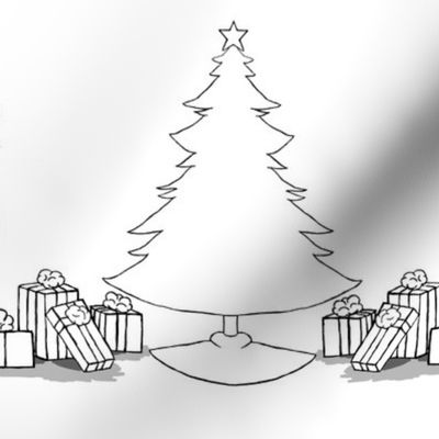 Christmas Tree Presents-Coloring Version