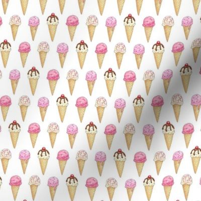 Pink Ice Cream Cones - 1 inch