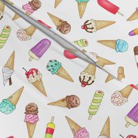 Ice Creams and Lollies on white - medium scale