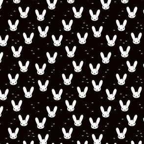 Super cute baby bunny sweet bow rabbit illustration print for kids black and white XS