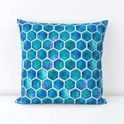 Turquoise and Green Watercolour Hexagons