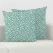 Tropical aqua blue and pink pineapple summer fruit geometric arrow pattern print XS