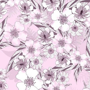 Silky Floral Blush Pink 300